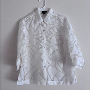 White Sheer Button-Up Blouse